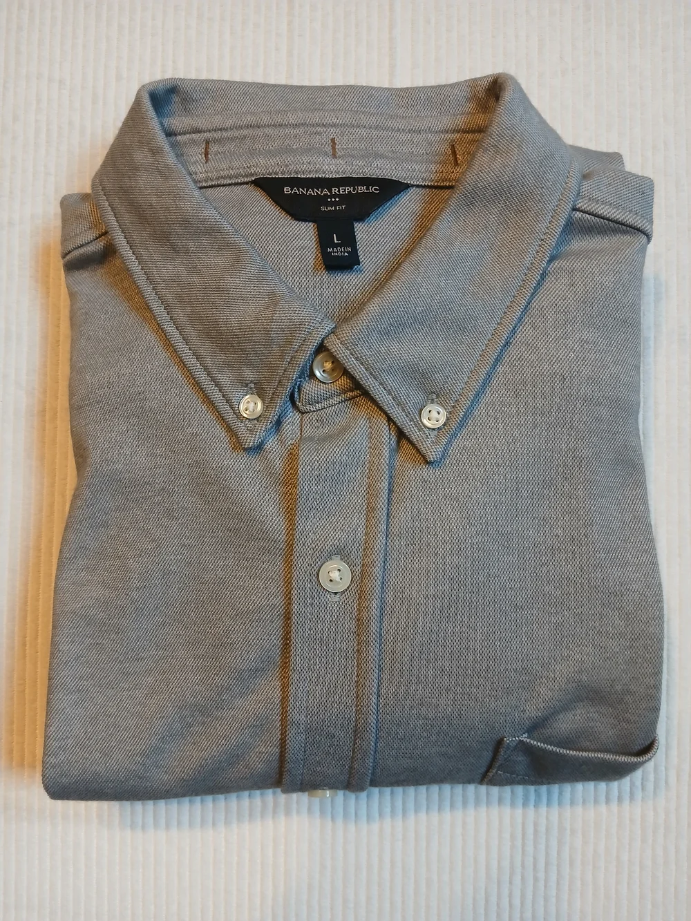 Banana Republic Men's Size LG Slim Fit Gray Long Sleeve Stretch Button Up NWOT